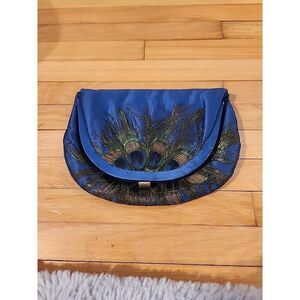 Vintage Peacock & Pheasant Feathers Funky BOHO Clutch & or Evening Hand Bag